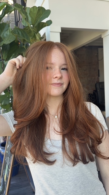Warm copper-red color with waves by Evelyn